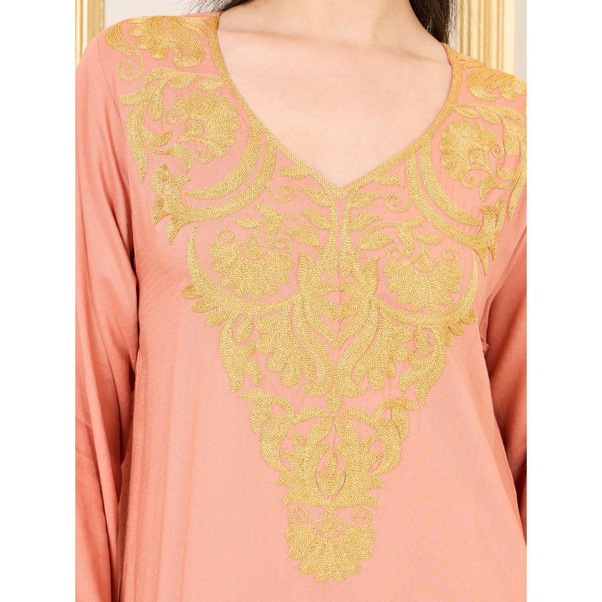 Styli Embroidered Neckline Spot AOP Jalabiya-women-arabicclothing-jalabiyas-image-3