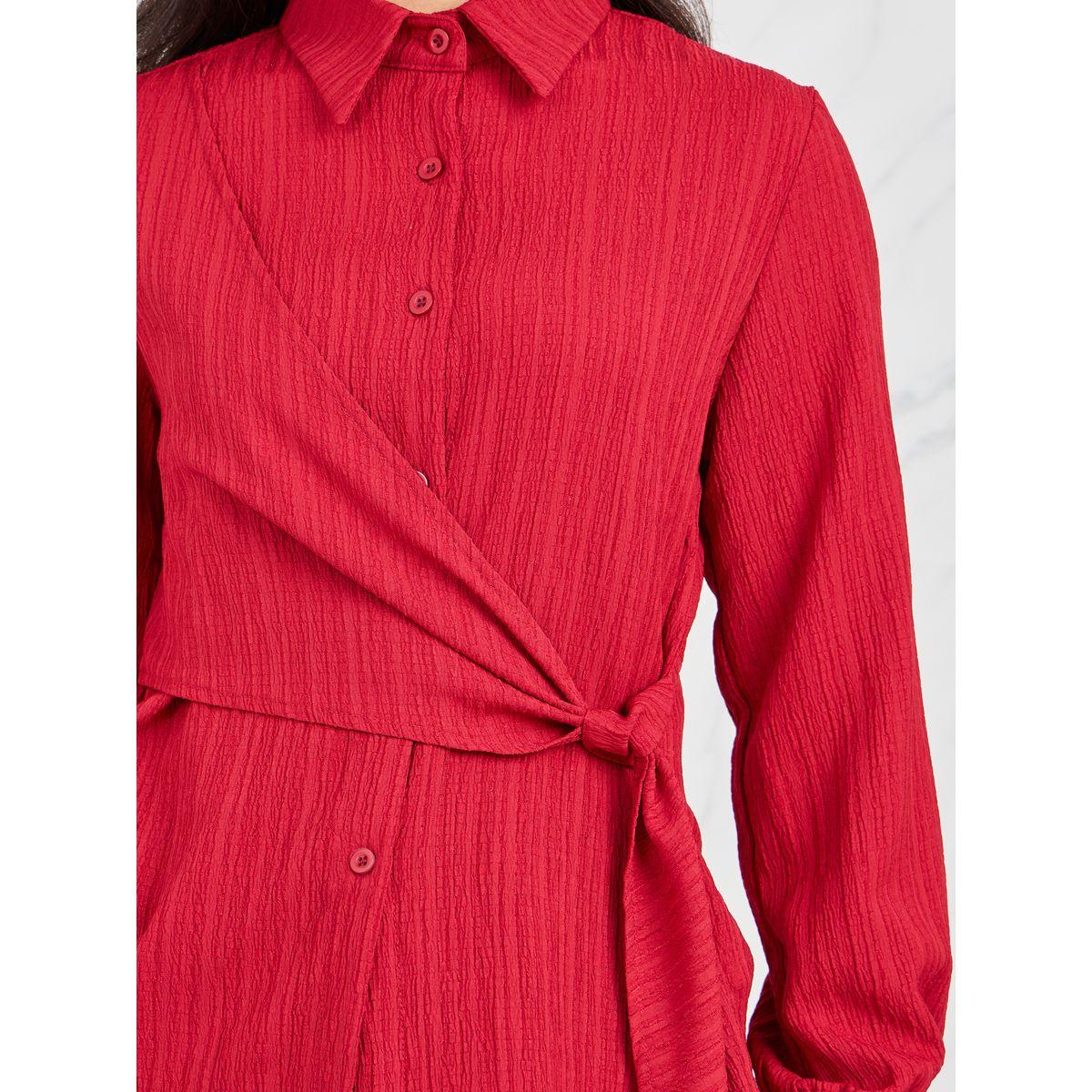 Styli Wrap Front Style Textured Long Sleeve Shirt-women-clothing-shirtsandblouses-shirts-image-3