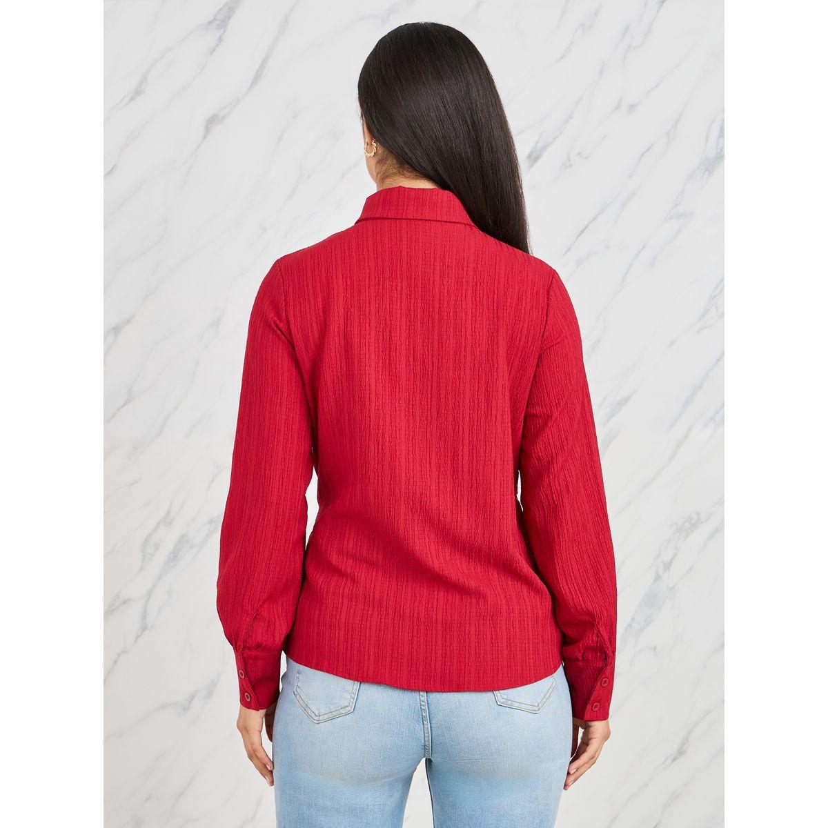 Styli Wrap Front Style Textured Long Sleeve Shirt-women-clothing-shirtsandblouses-shirts-image-4