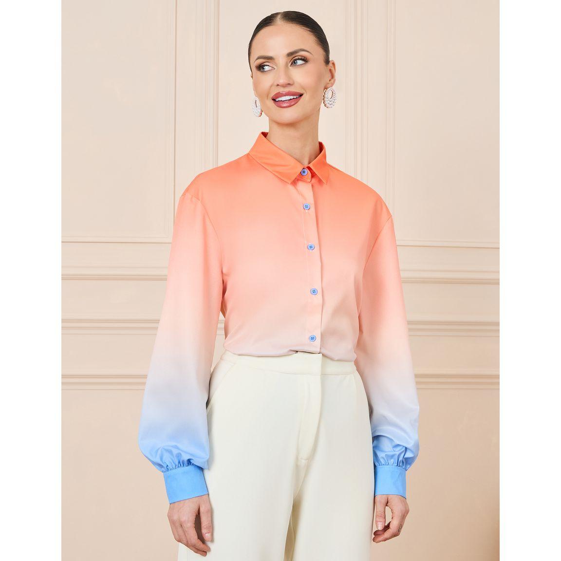 Styli Ombre Button Down Long Sleeve Shirt-women-clothing-shirtsandblouses-shirts-image-1