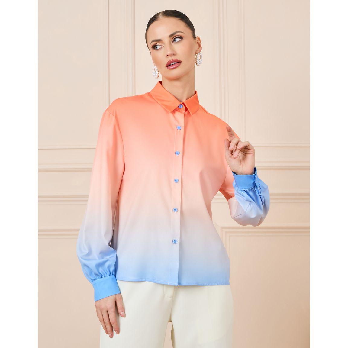 Styli Ombre Button Down Long Sleeve Shirt-women-clothing-shirtsandblouses-shirts-image-2