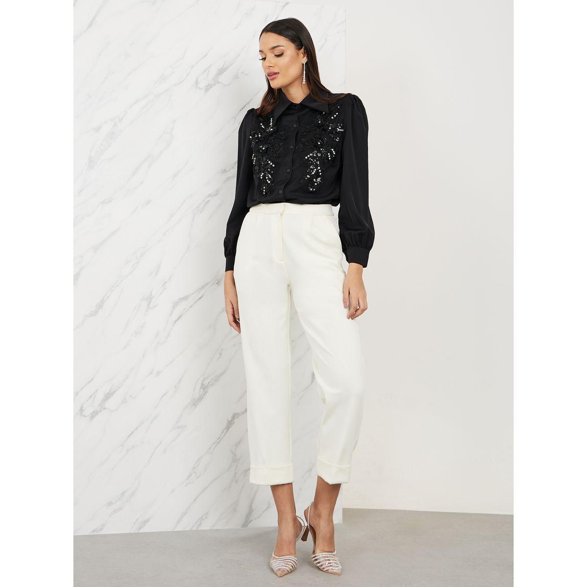 Styli Sequin Detail Pointed Tip Collar Shirt-women-clothing-shirtsandblouses-shirts-image-2