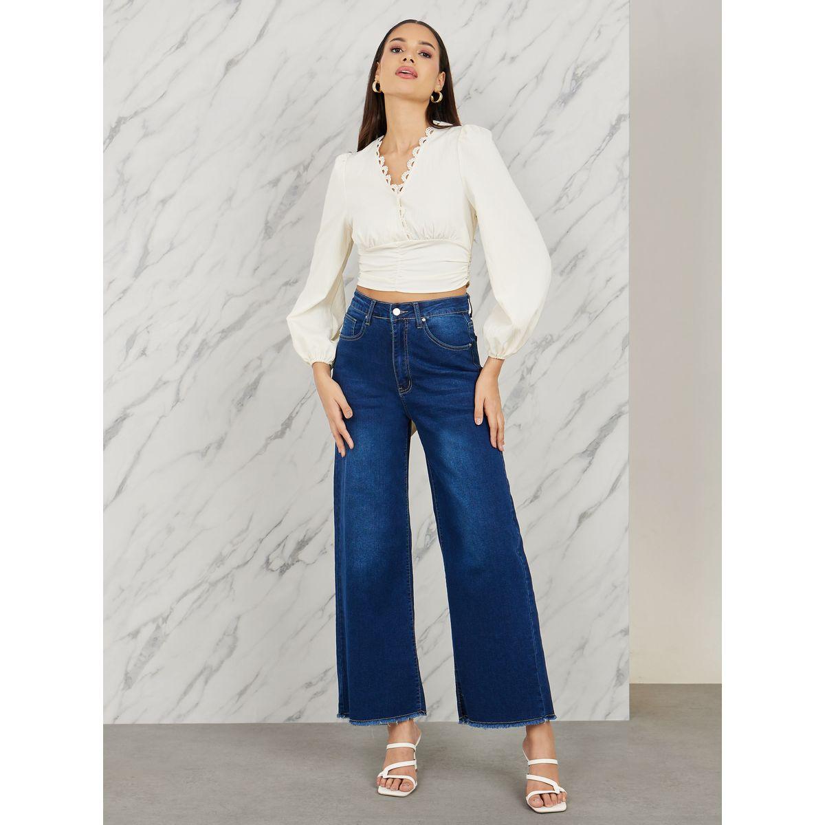 Styli Crepe Lace Trim Back Tie Up Crop Top-women-clothing-shirtsandblouses-blouses-image-2
