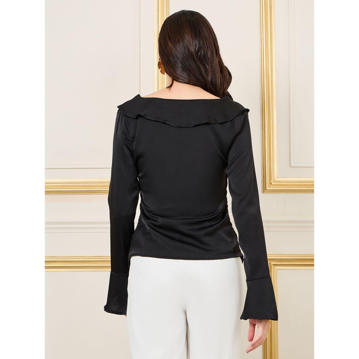 Styli Cross Collar Asymmetric Hem Top-women-clothing-shirtsandblouses-blouses-image-4
