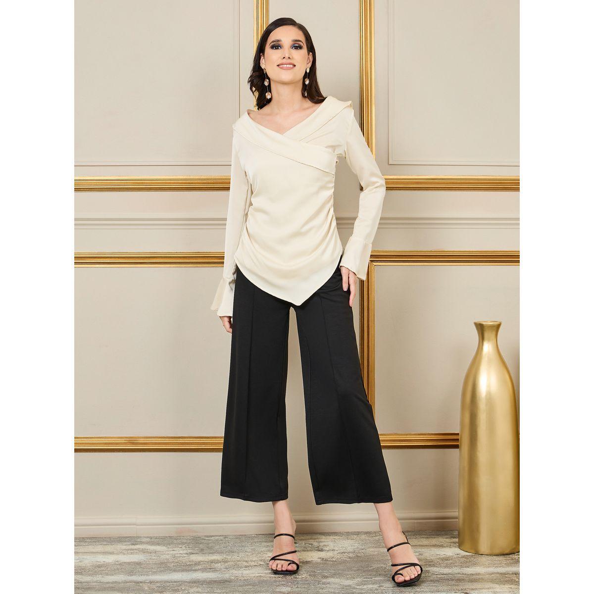 Styli Cross Collar Asymmetric Hem Top-women-clothing-shirtsandblouses-blouses-image-2