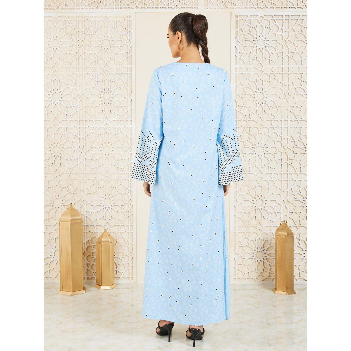 Styli Placement Spot All Over Print Jalabiya-women-arabicclothing-jalabiyas-image-4