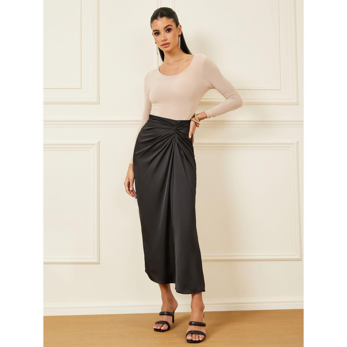 تنورة طويلة بحافة غير متماثلة الطول-women-clothing-bottoms-skirts-image-1