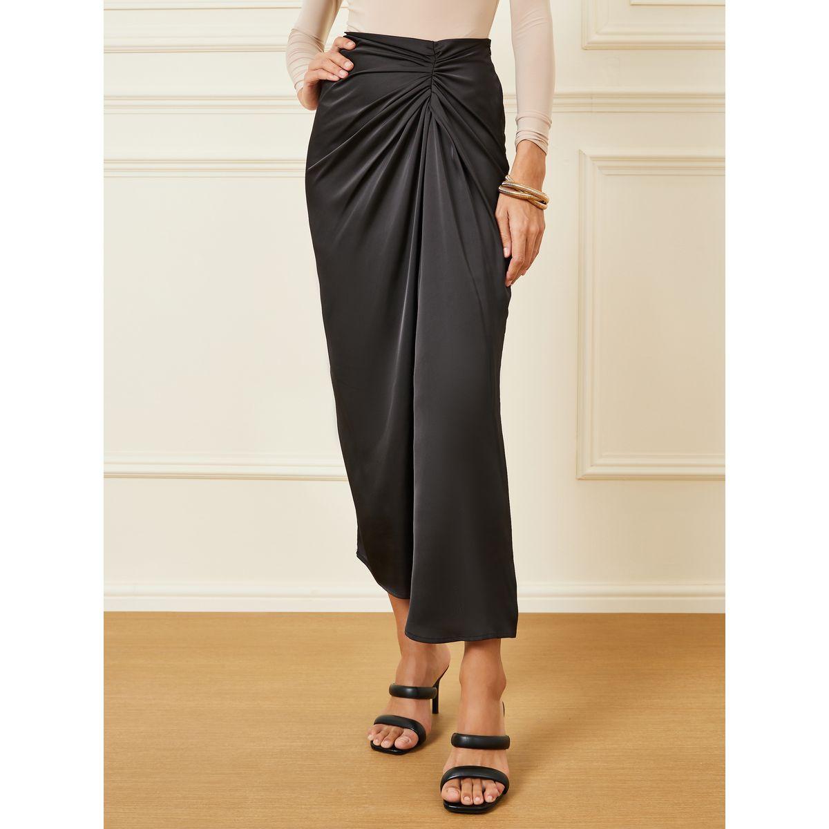 Styli Gathered Asymmetrical Hem Maxi Skirt-women-clothing-bottoms-skirts-image-2