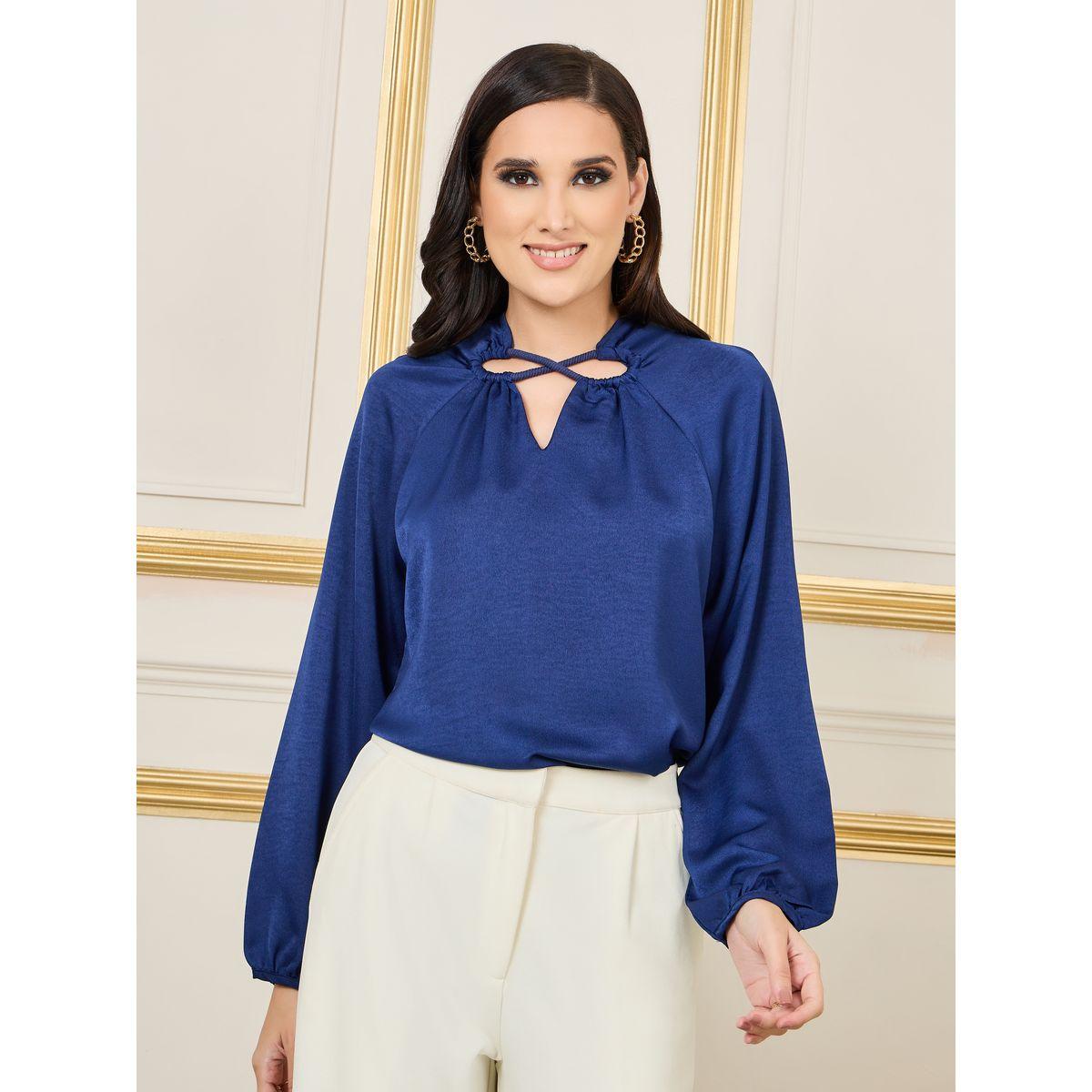 Styli Twisted Keyhole Neck Blouse-women-clothing-shirtsandblouses-blouses-image-1
