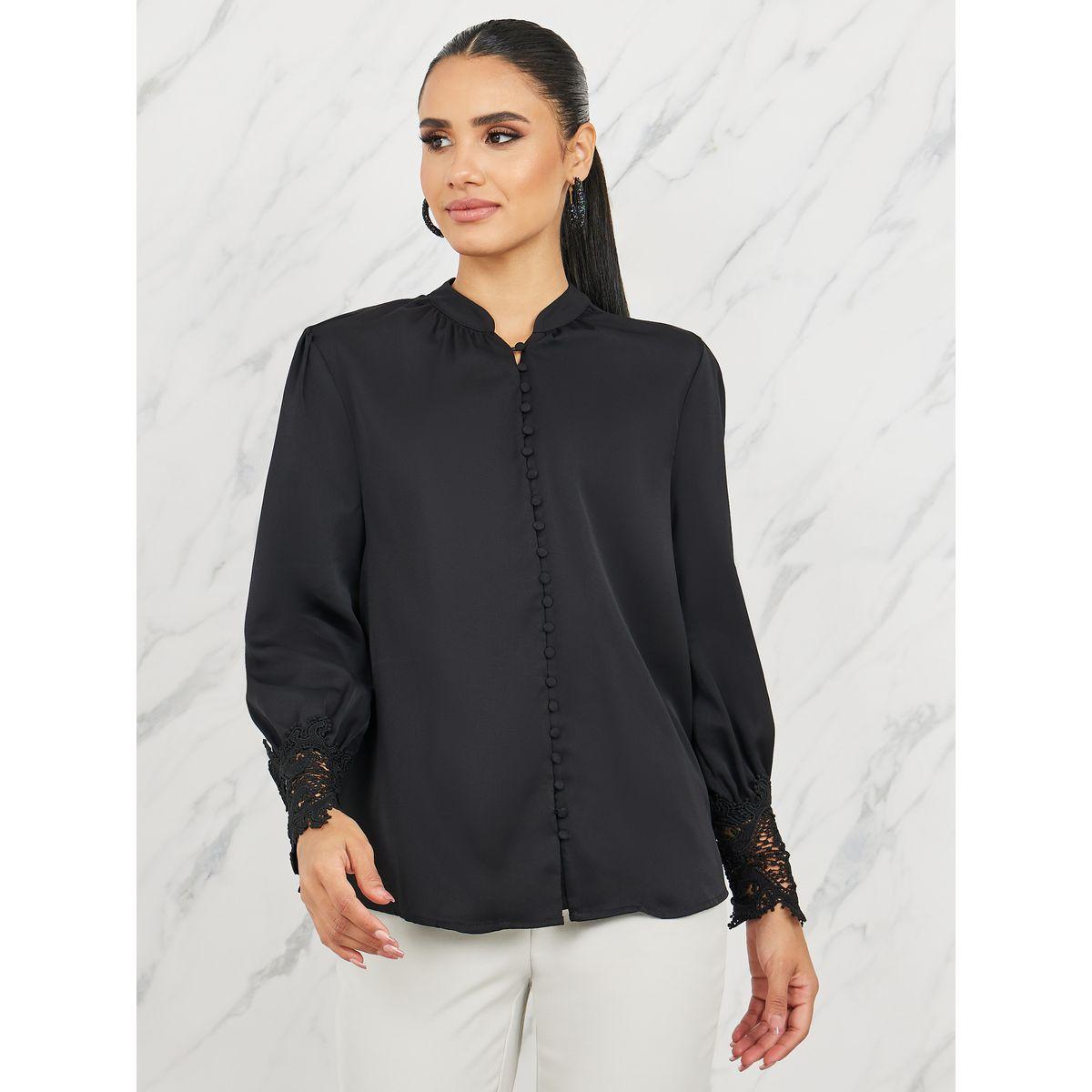 بلوزة بتفاصيل دانتيل مع أزرار-women-clothing-shirtsandblouses-blouses-image-3