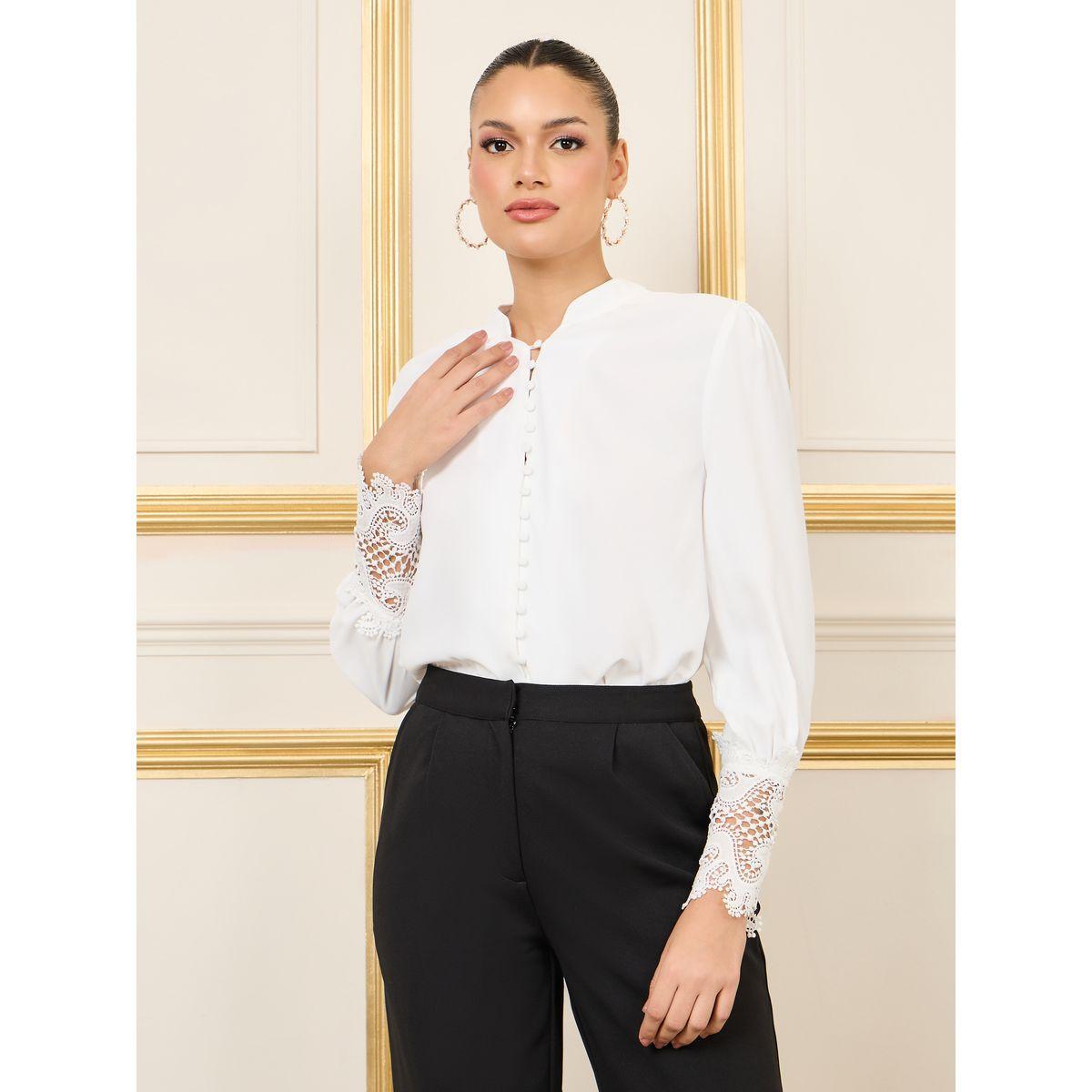 بلوزة باكمام طويلة باساور دانتيل وازرار-women-clothing-shirtsandblouses-blouses-image-5
