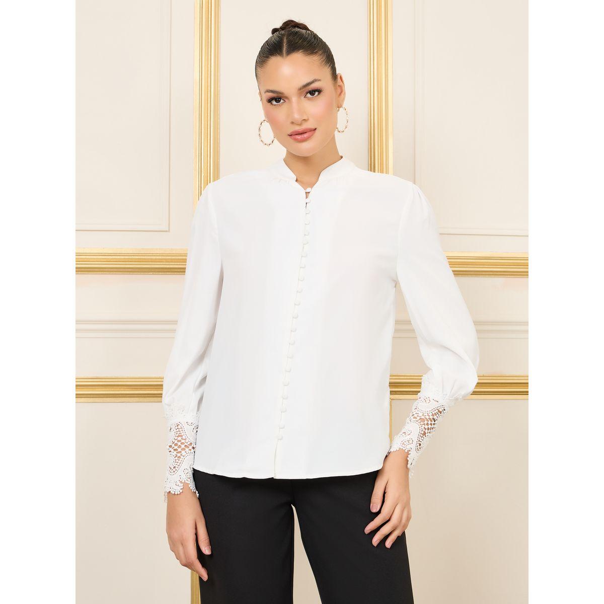 بلوزة باكمام طويلة باساور دانتيل وازرار-women-clothing-shirtsandblouses-blouses-image-4