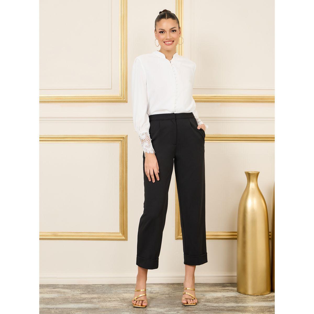 بلوزة باكمام طويلة باساور دانتيل وازرار-women-clothing-shirtsandblouses-blouses-image-3