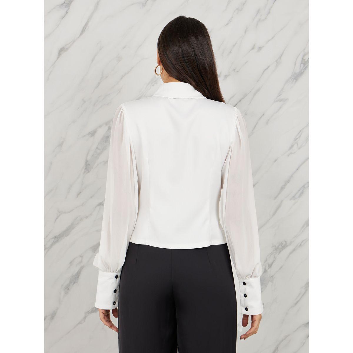 بلوزة بحافة غير متماثلة الطول مع ازرار-women-clothing-shirtsandblouses-shirts-image-4