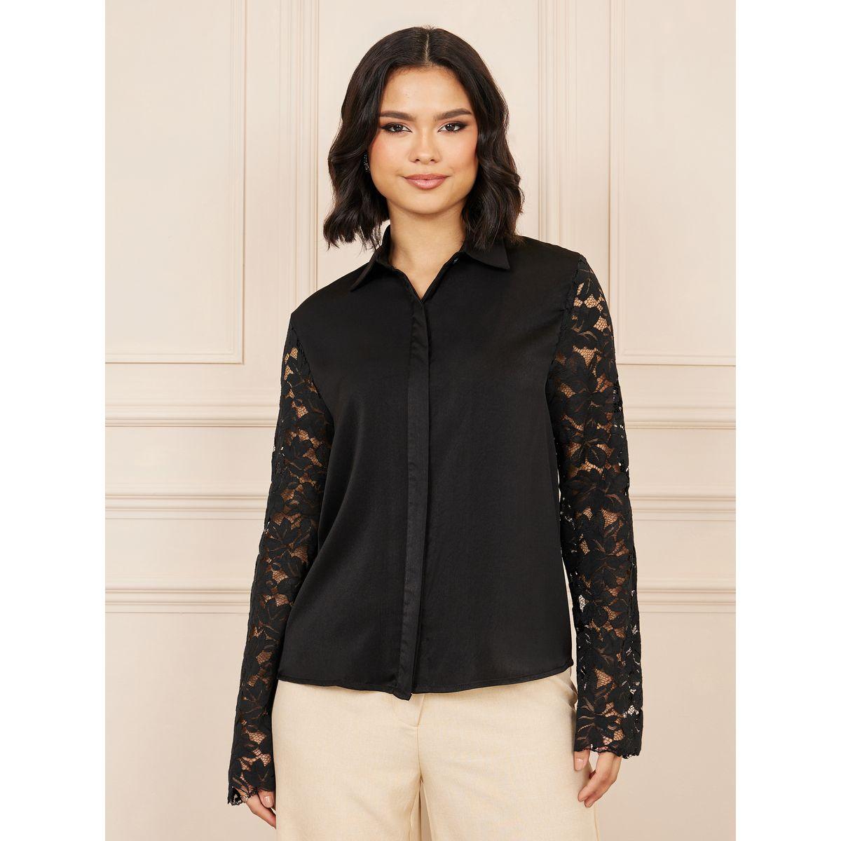 Styli Floral Lace Sleeves Regular Fit Shirt-women-clothing-shirtsandblouses-shirts-image-2