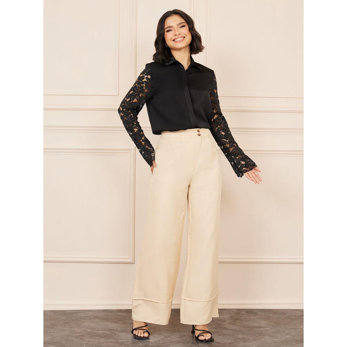 بلوزة بقصة عادية وتفاصيل زهور بدانتيل-women-clothing-shirtsandblouses-shirts-image-3