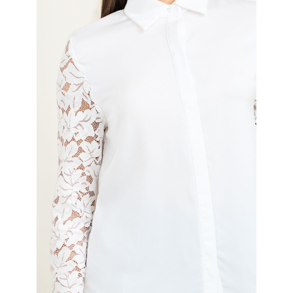Styli Floral Lace Sleeves Concealed Placket Shirt-women-clothing-shirtsandblouses-shirts-image-4