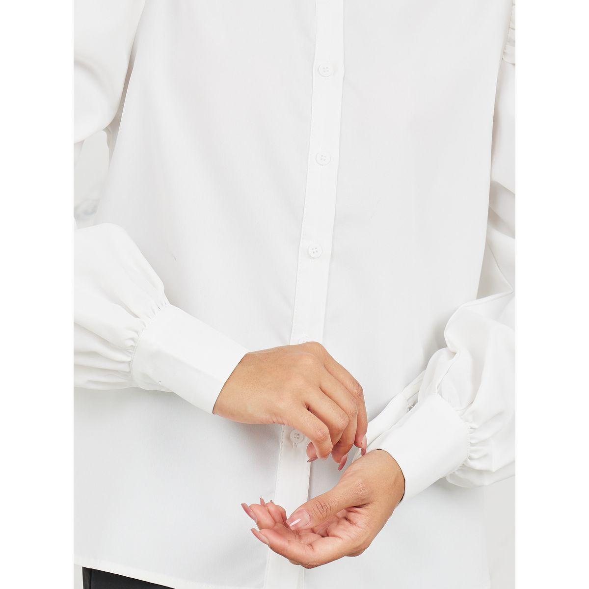 Styli Solid Button Through Puff Sleeve Shirt-women-clothing-shirtsandblouses-shirts-image-4