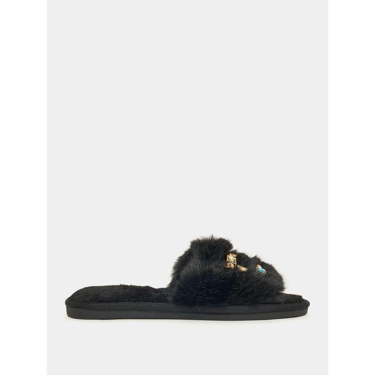 شبشب غرفة نوم مزين بفرو صناعي-women-shoes-bedroomslippers-image-2