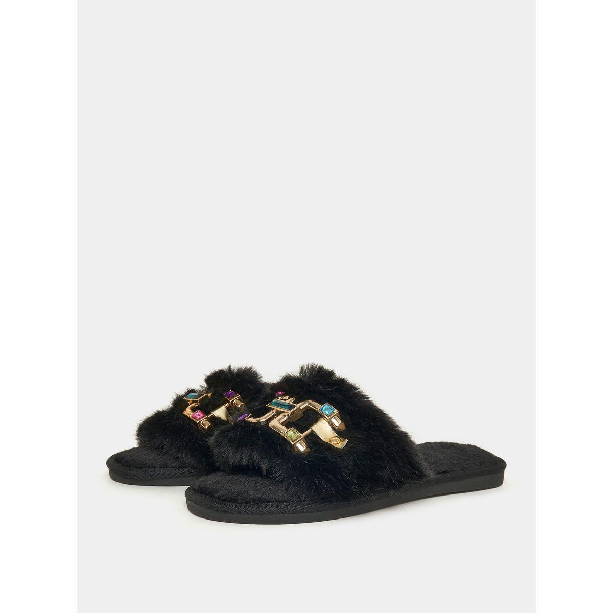 شبشب غرفة نوم مزين بفرو صناعي-women-shoes-bedroomslippers-image-3