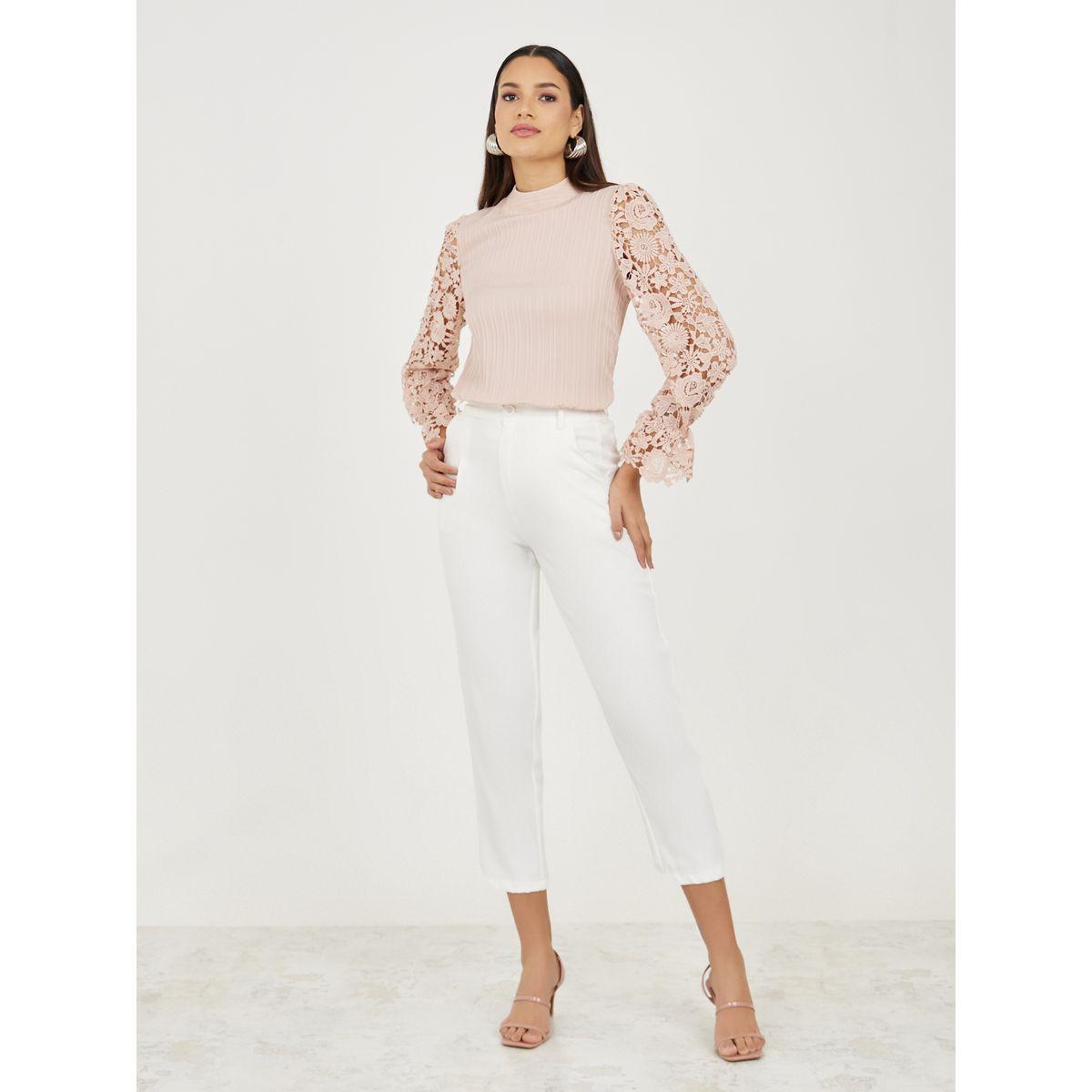 Styli Floral Lace Sleeves High Neck Blouse-women-clothing-shirtsandblouses-blouses-image-3