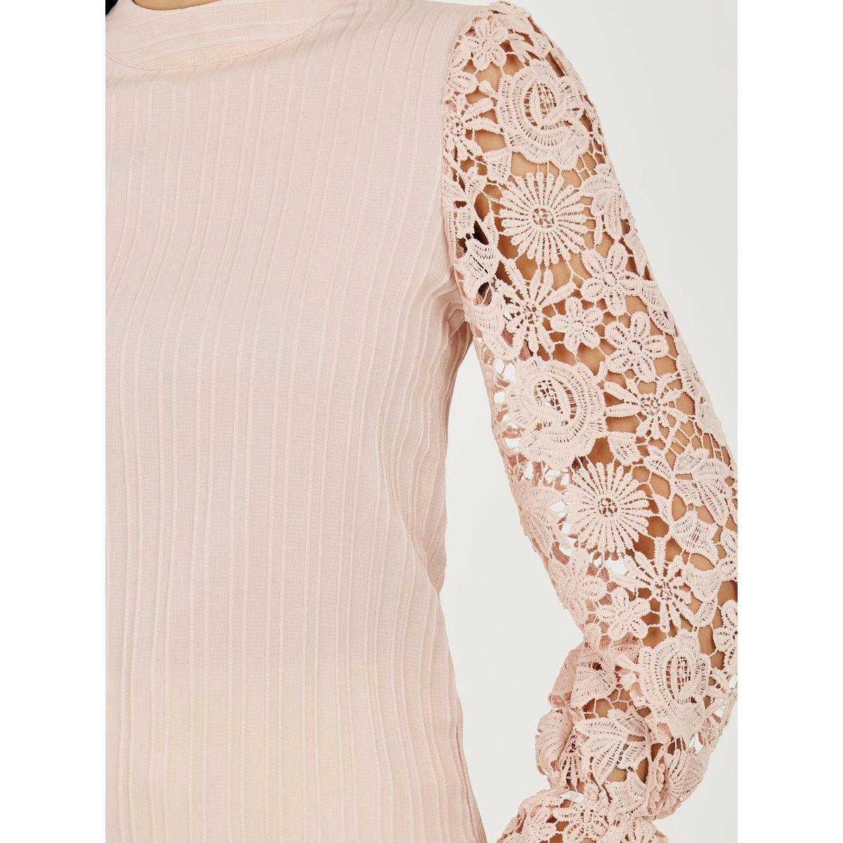 Styli Floral Lace Sleeves High Neck Blouse-women-clothing-shirtsandblouses-blouses-image-4