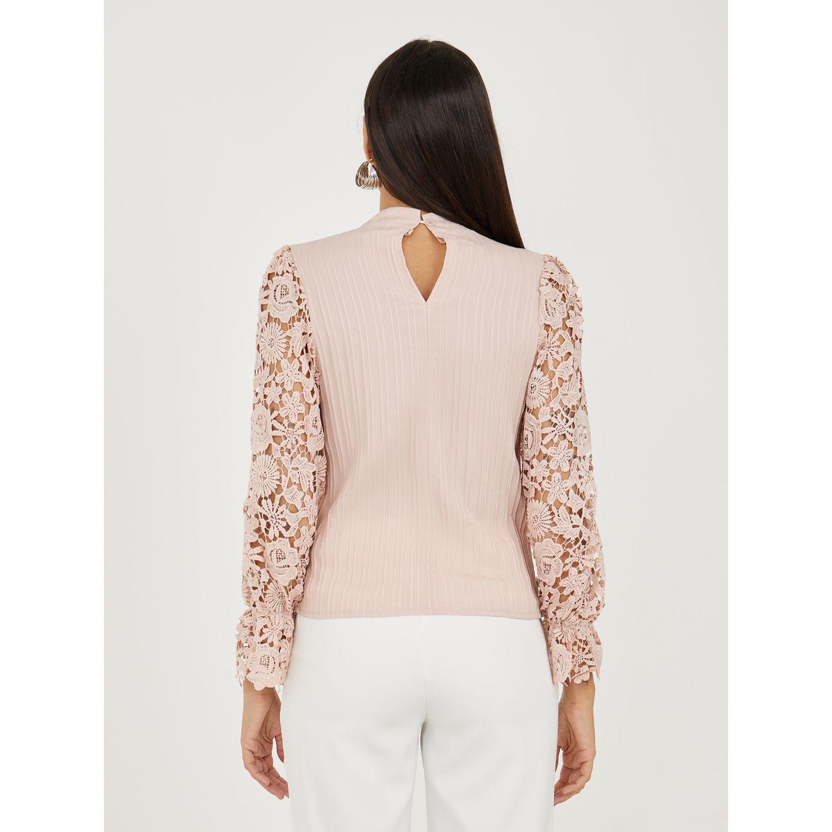 Styli Floral Lace Sleeves High Neck Blouse-women-clothing-shirtsandblouses-blouses-image-5
