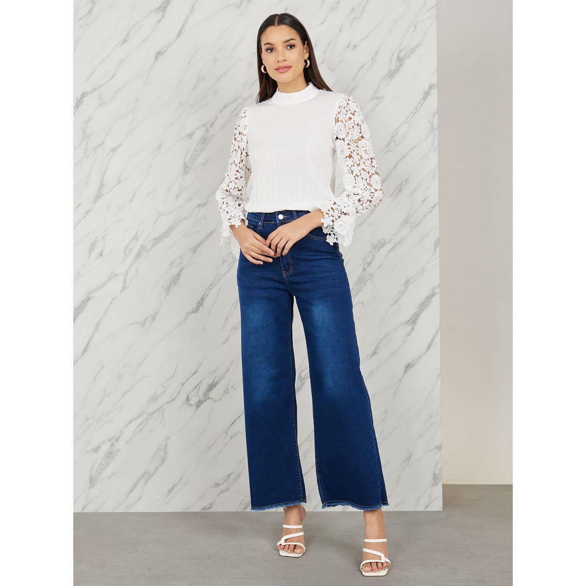 Styli Floral Lace Sleeves High Neck Blouse-women-clothing-shirtsandblouses-blouses-image-3