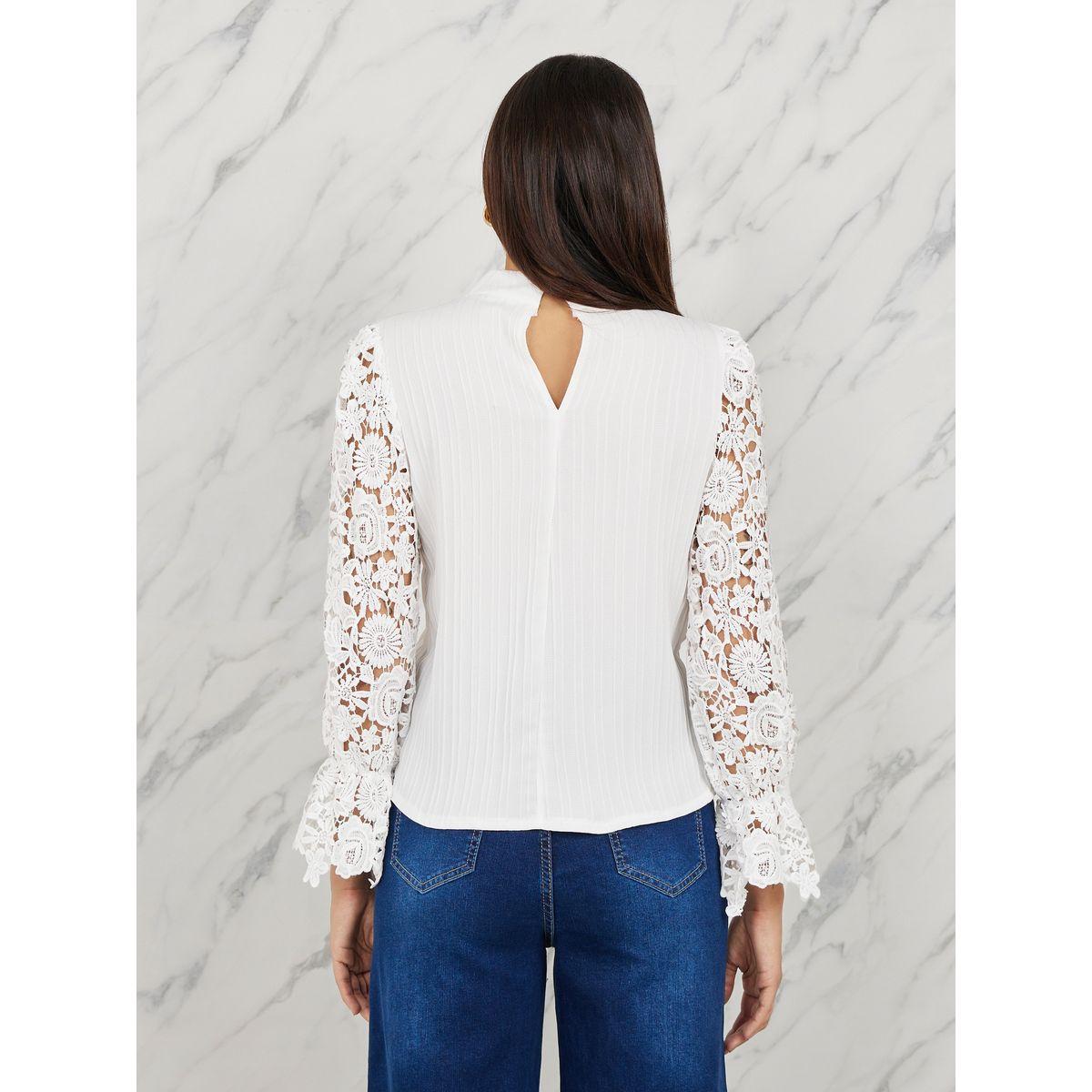 Styli Floral Lace Sleeves High Neck Blouse-women-clothing-shirtsandblouses-blouses-image-5
