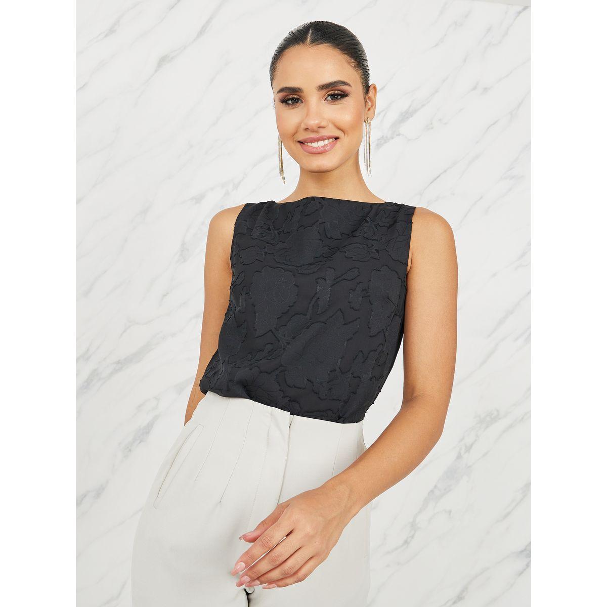 Styli Floral Burnout Texture Boat Neck Blouse-women-clothing-shirtsandblouses-blouses-image-1
