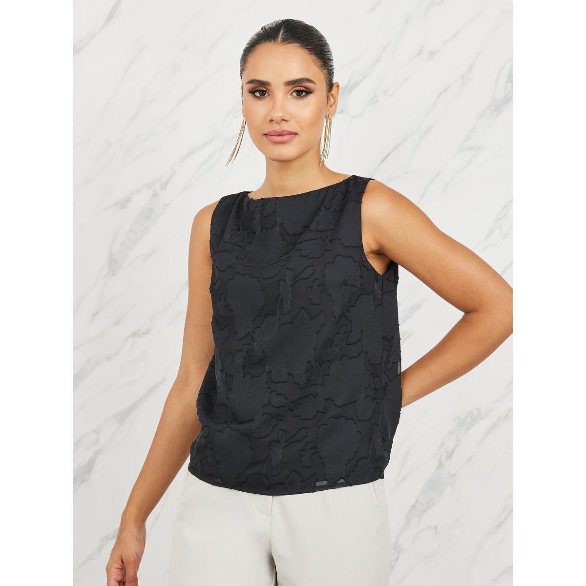 Styli Floral Burnout Texture Boat Neck Blouse-women-clothing-shirtsandblouses-blouses-image-3