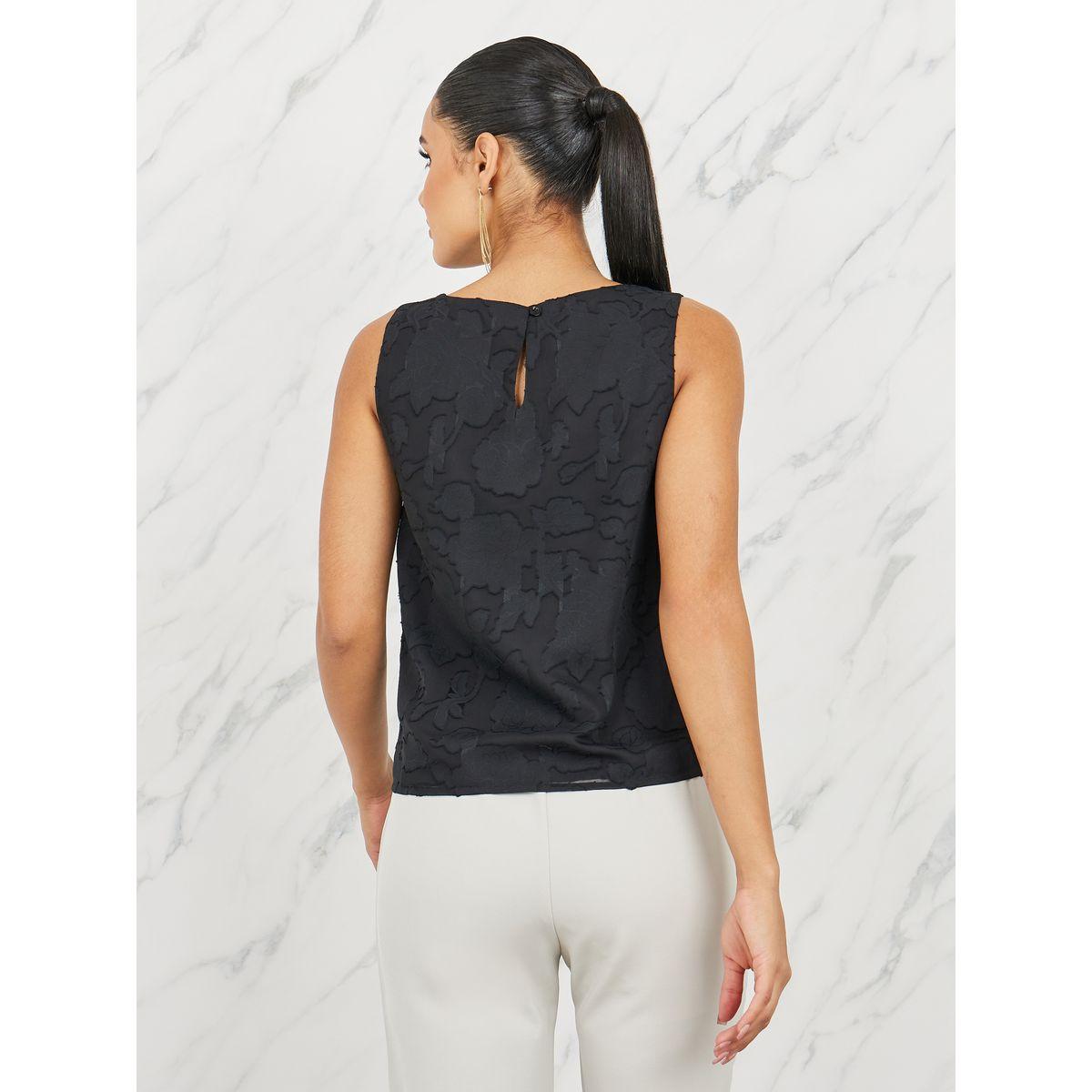 Styli Floral Burnout Texture Boat Neck Blouse-women-clothing-shirtsandblouses-blouses-image-5