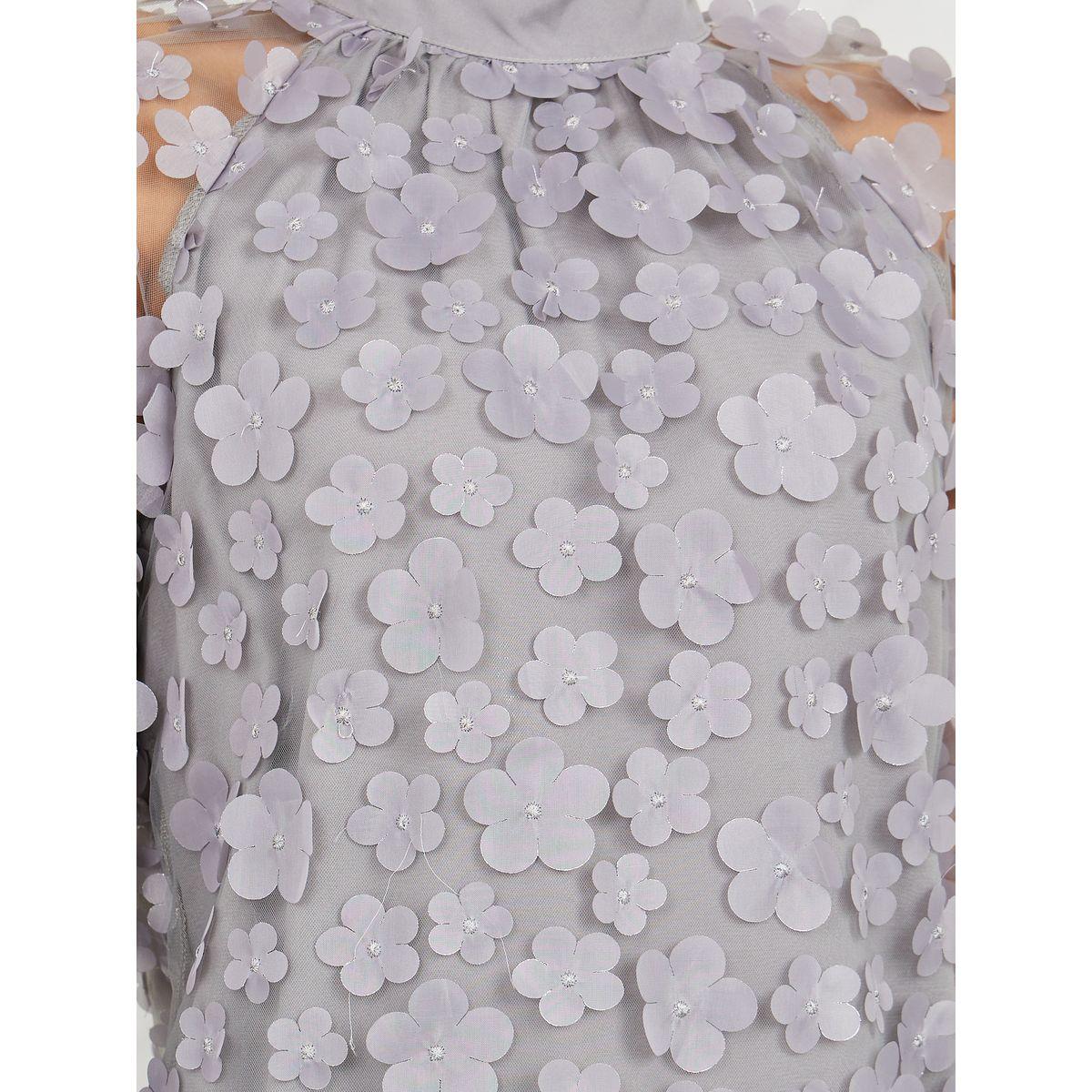 Styli Floral Applique Mesh Back Tie Up Blouse-women-clothing-shirtsandblouses-blouses-image-4