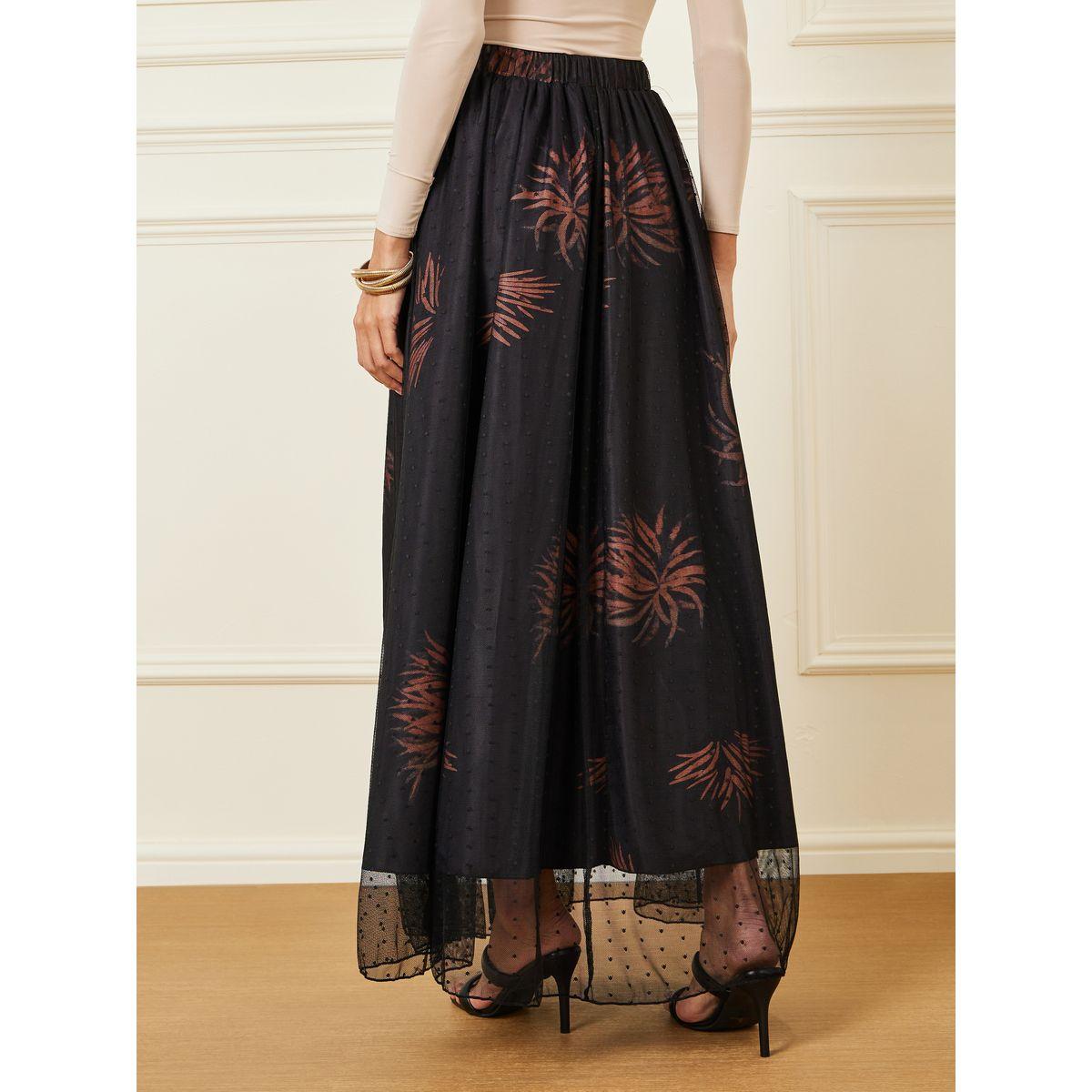 تنورة طويلة بحافة واسعة وتفاصيل شبكية-women-clothing-bottoms-skirts-image-1