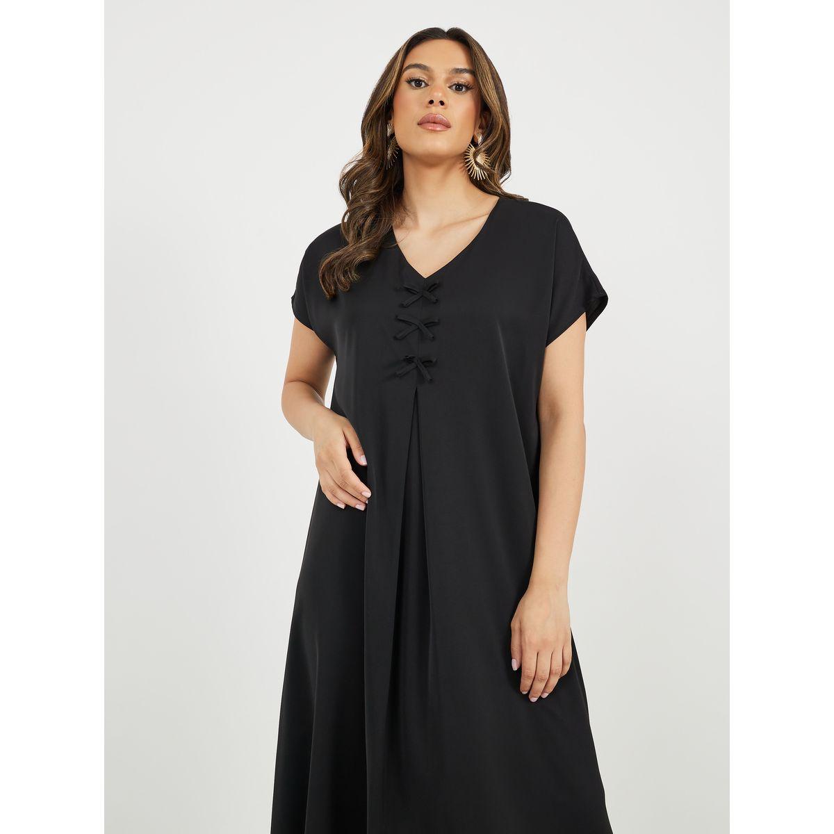 جلابية سادة مزينة بربطة فيونكة-women-arabicclothing-jalabiyas-image-3