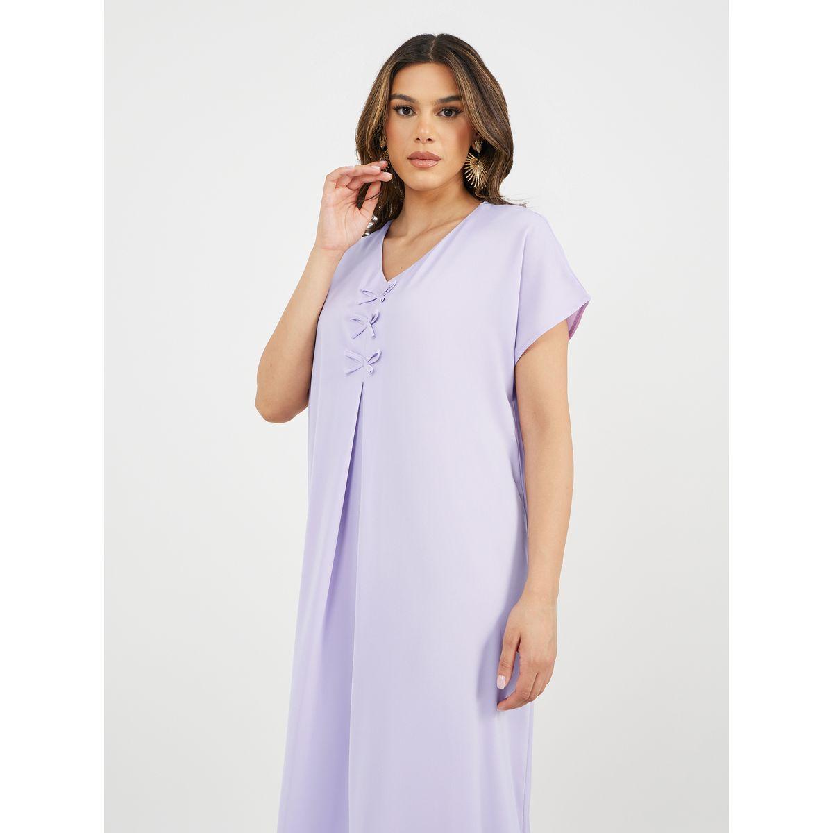 جلابية سادة مزينة بربطة فيونكة-women-arabicclothing-jalabiyas-image-4