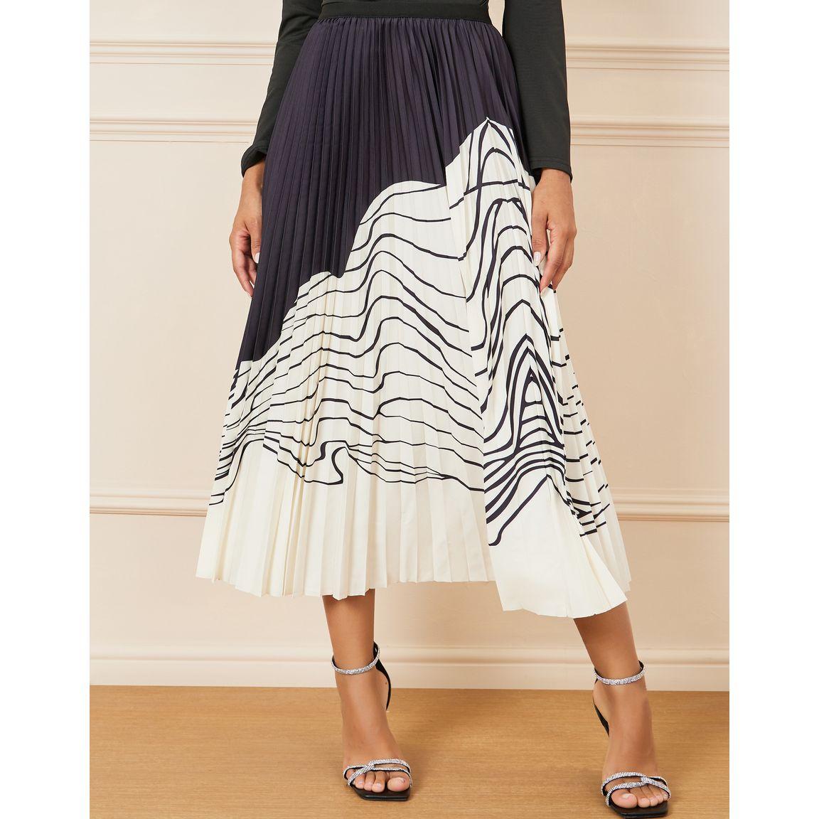 Styli Monochrome Print Pleated Skirt-women-clothing-bottoms-skirts-image-1