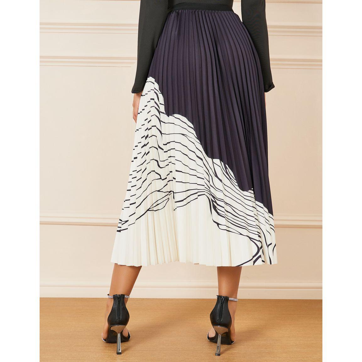 تنورة بكسرات وطبعة مونوغرام-women-clothing-bottoms-skirts-image-4
