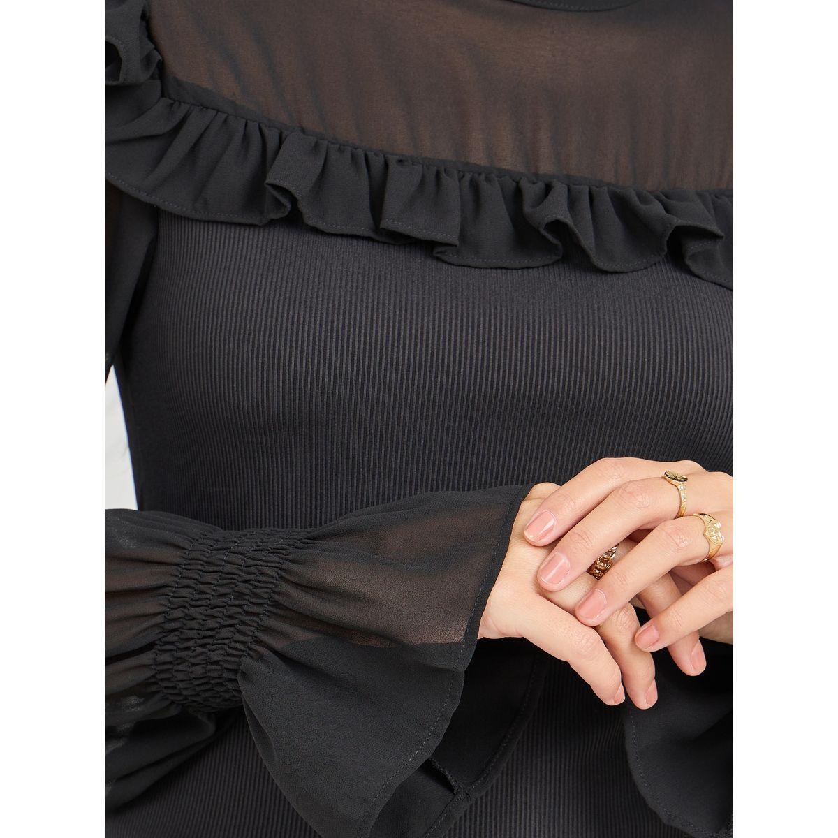 Styli Ruffle High Neck Flute Sleeves Top-women-clothing-shirtsandblouses-blouses-image-4