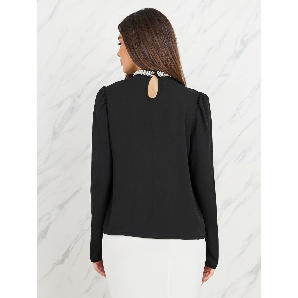 بلوزة مزينة بكسرات وياقة عالية-women-clothing-shirtsandblouses-blouses-image-5
