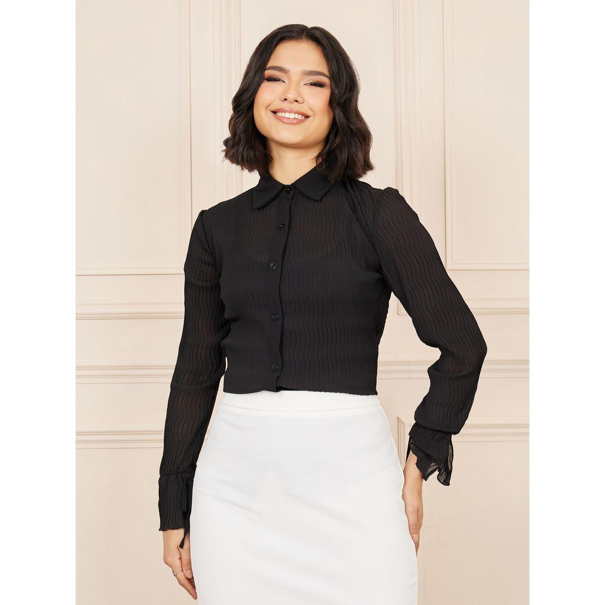 بلوزة مضلعة بقصة سليم فت-women-clothing-shirtsandblouses-shirts-image-1