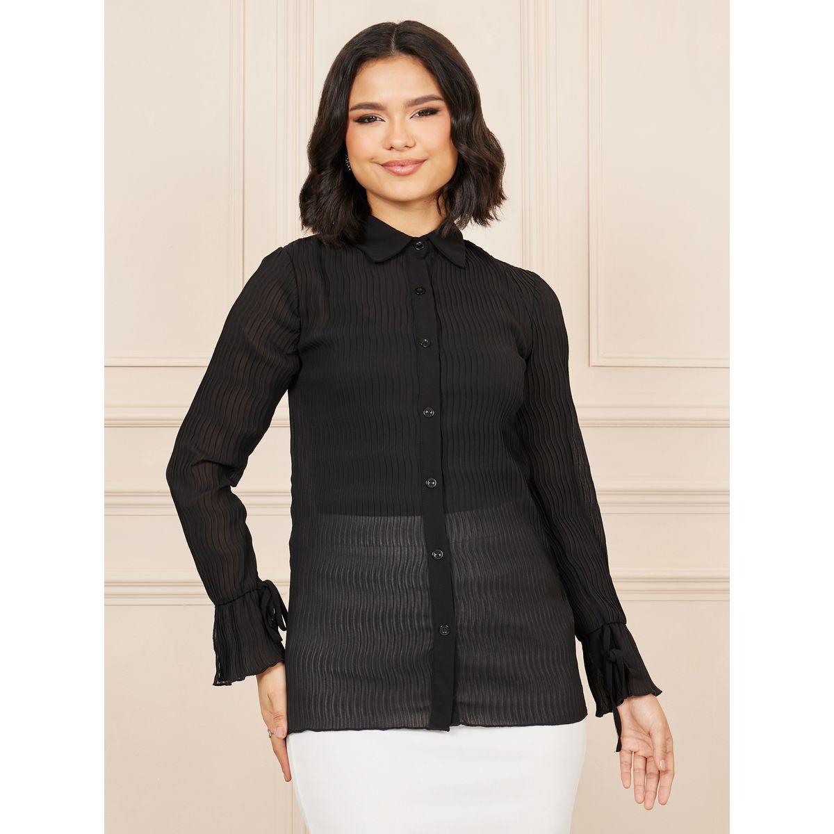بلوزة مضلعة بقصة سليم فت-women-clothing-shirtsandblouses-shirts-image-2