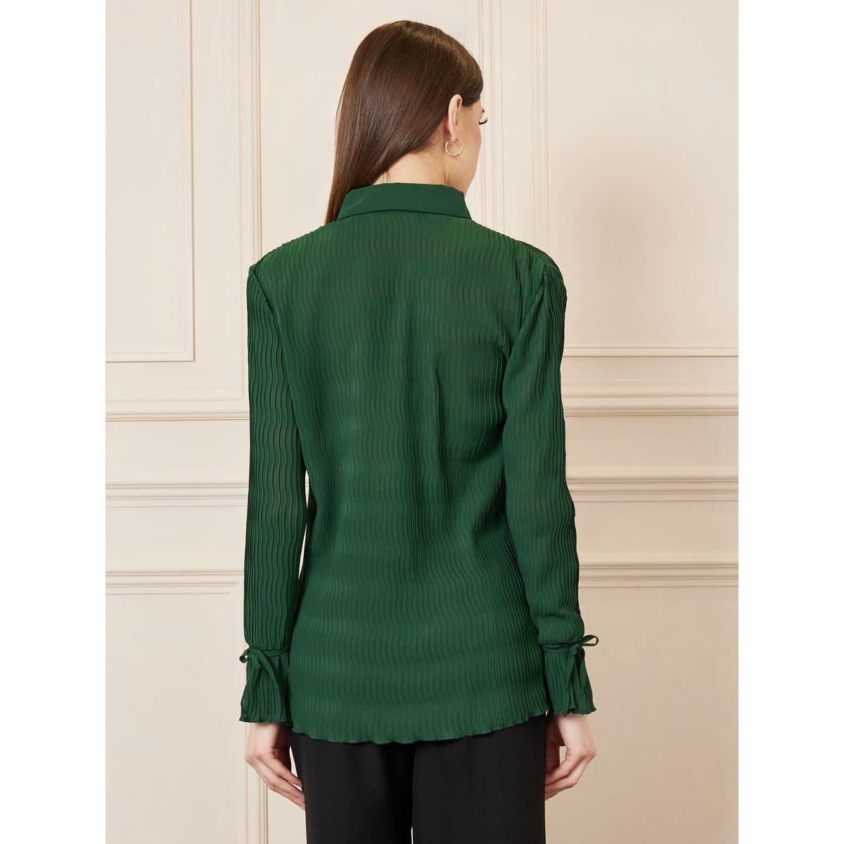 بلوزة مضلعة بقصة سليم فت واكمام باربطة-women-clothing-shirtsandblouses-shirts-image-5