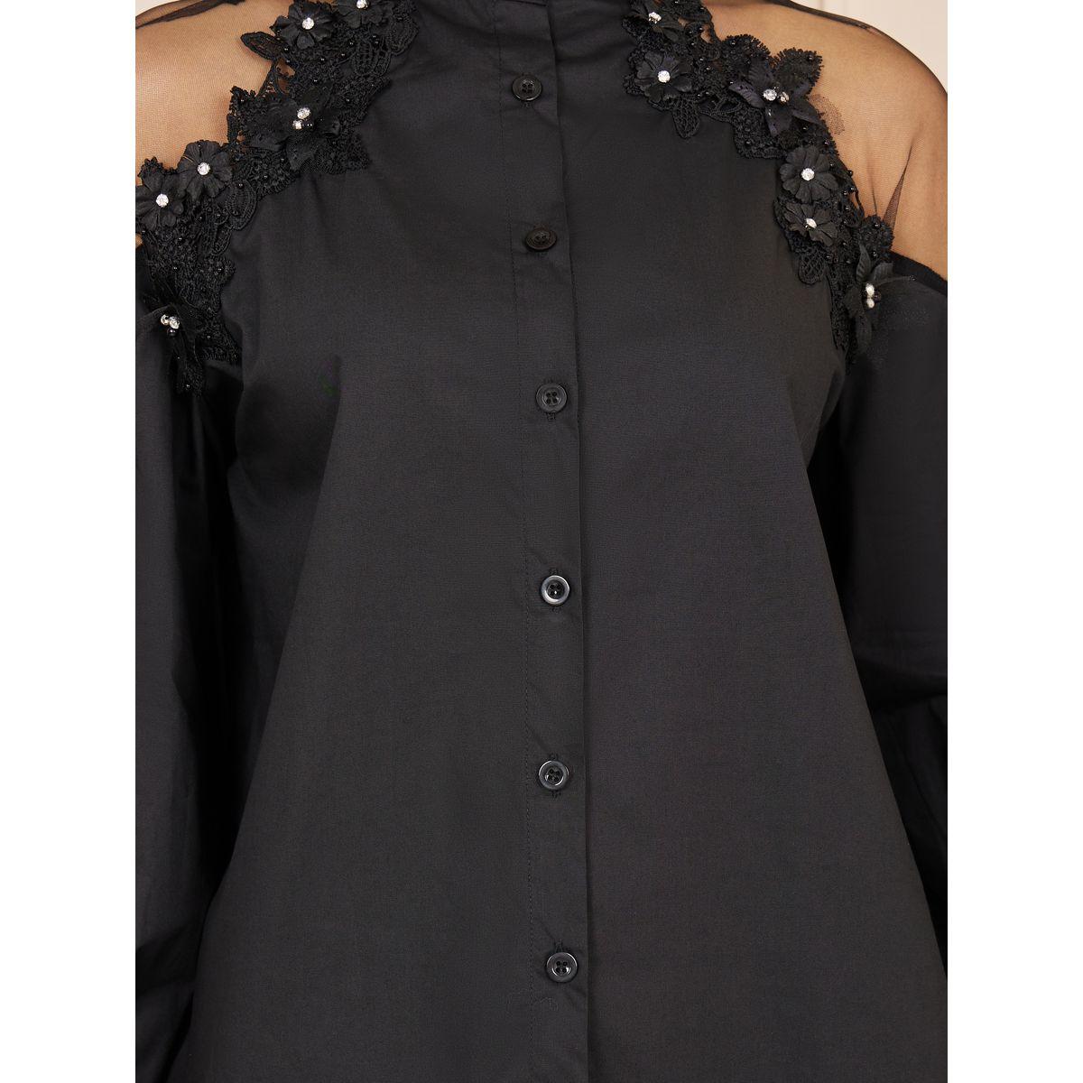 Styli Floral Applique Mesh Cold Should Blouse-women-clothing-shirtsandblouses-blouses-image-4
