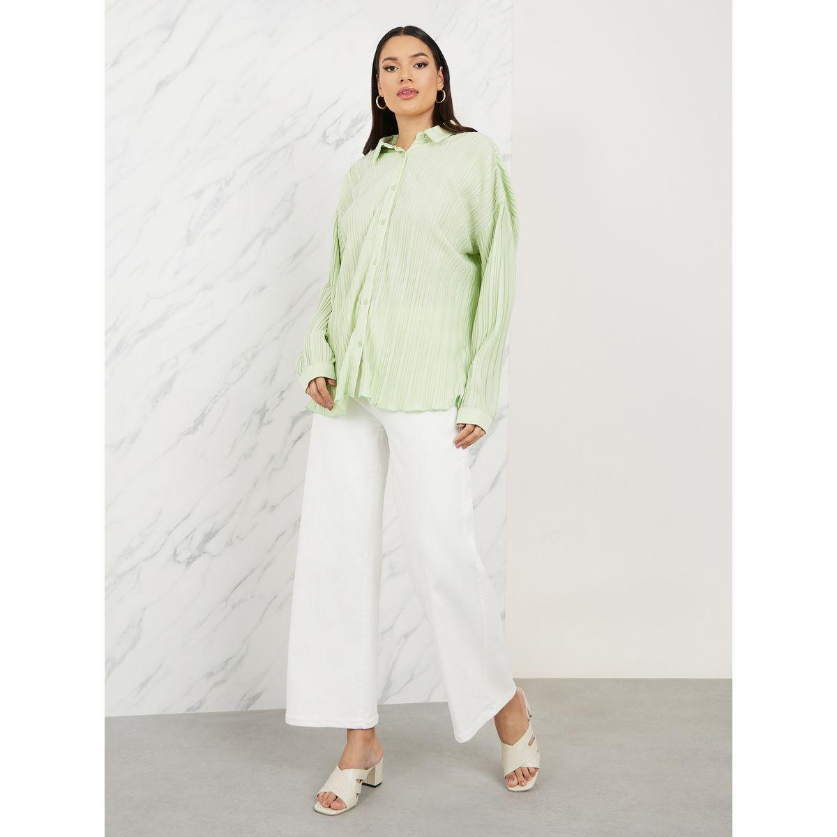 بلوزة بليسيه واسعة بكتف منخفض-women-clothing-shirtsandblouses-shirts-image-2