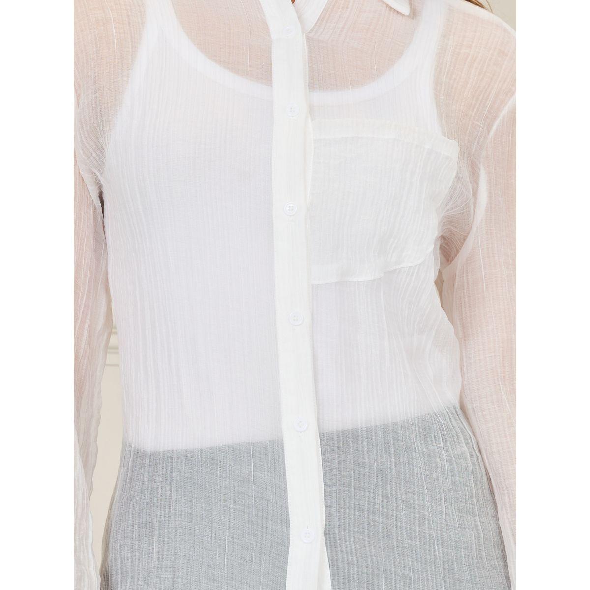 Styli Oversized Sheer Textured Shirt with Long Sleeves-women-clothing-shirtsandblouses-shirts-image-4