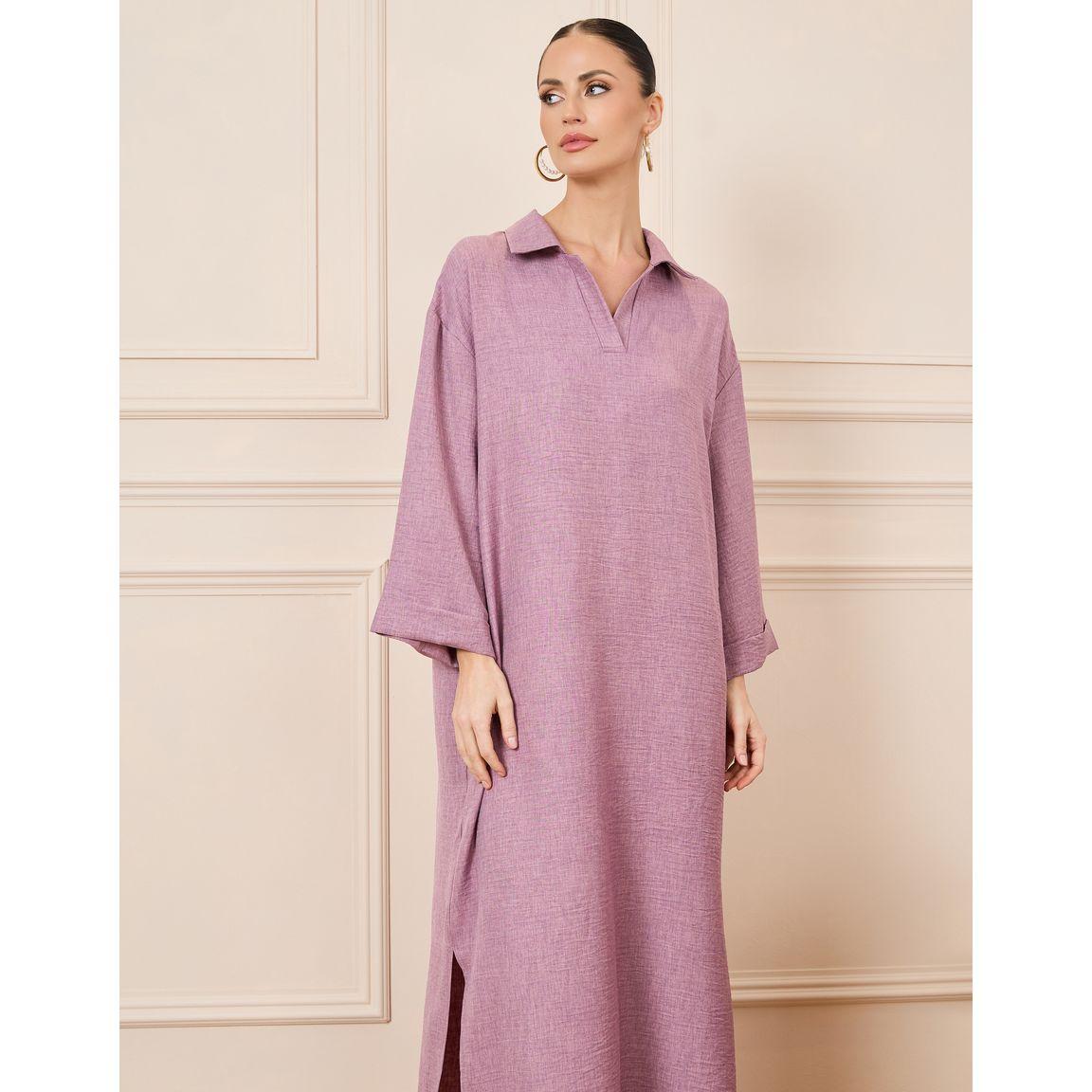 جلابية بنسيج ميلانج وشق جانبي-women-arabicclothing-jalabiyas-image-2