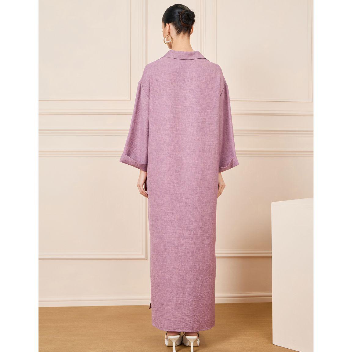 جلابية بنسيج ميلانج وشق جانبي-women-arabicclothing-jalabiyas-image-4