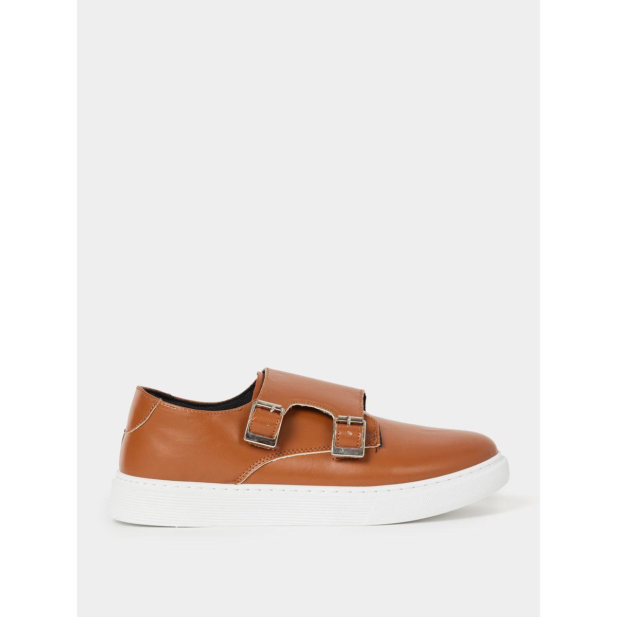 Styli Casual Buckled Monk Faux Leather Platform Shoes-men-shoes-loafersandmoccasins-image-1