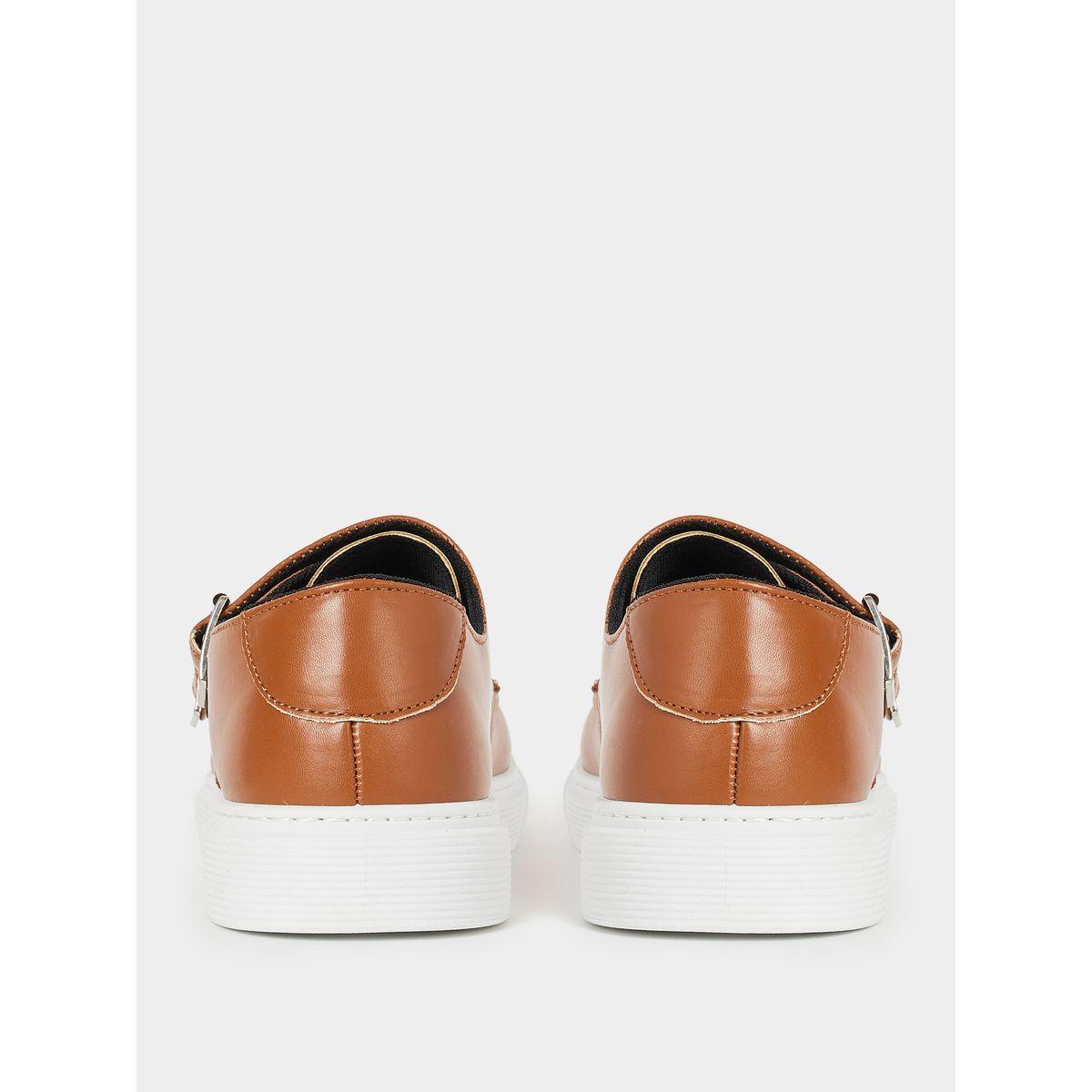 Styli Casual Buckled Monk Faux Leather Platform Shoes-men-shoes-loafersandmoccasins-image-3